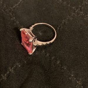 Size 9.5 Cocktail Ring Pink Stone